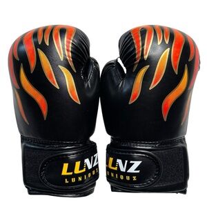 Luniquz Kid's Black Boxing Gloves with Flame Design NWOT